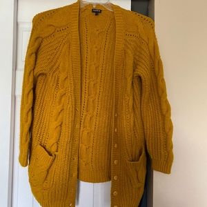 Plus Size Mustard Button Down Cardigan